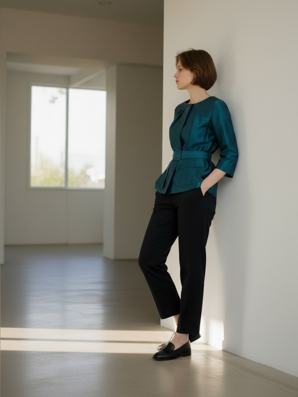 Lafayette 148 New York emerald Belted Peplum Jacket